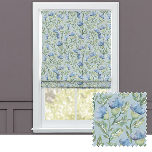 Floral Blue M2M - Ettrick Printed Cotton Made to Measure Roman Blinds Bluebell Voyage Maison