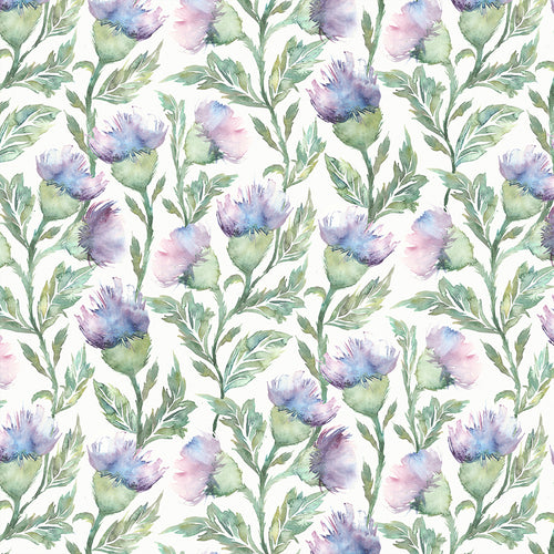 Floral Purple M2M - Ettrick Printed Cotton Made to Measure Roman Blinds Heather Cream Voyage Maison