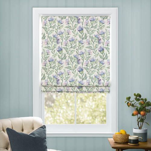 Floral Purple M2M - Ettrick Printed Cotton Made to Measure Roman Blinds Heather Cream Voyage Maison