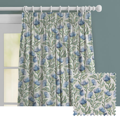 Floral Blue M2M - Ettrick Printed Made to Measure Curtains Bluebell Cream Voyage Maison