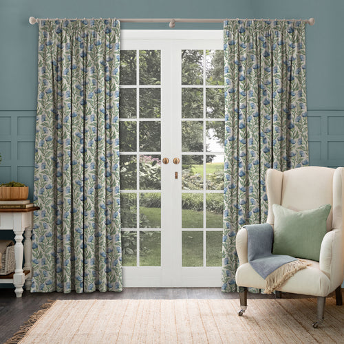 Floral Blue M2M - Ettrick Printed Made to Measure Curtains Bluebell Cream Voyage Maison