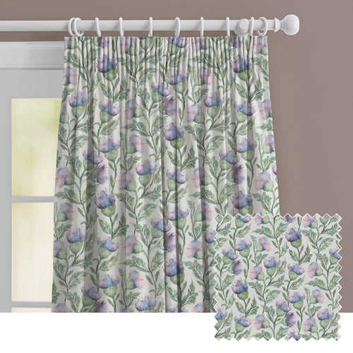 Floral Purple M2M - Ettrick Printed Made to Measure Curtains Heather Cream Voyage Maison