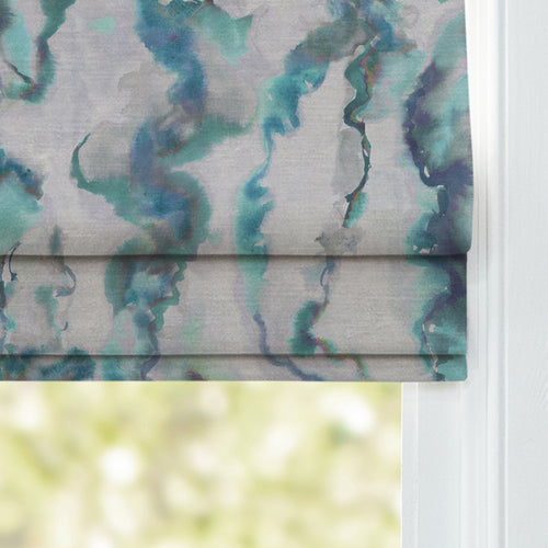 Abstract Blue M2M - Expressions Printed Cotton Made to Measure Roman Blinds Azurite Voyage Maison
