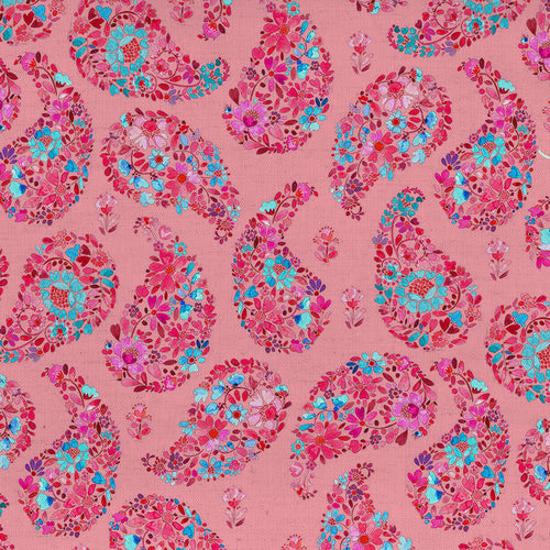  Samples - Rafiya Fine Lawn Printed Fabric Sample Swatch Flamingo Voyage Maison