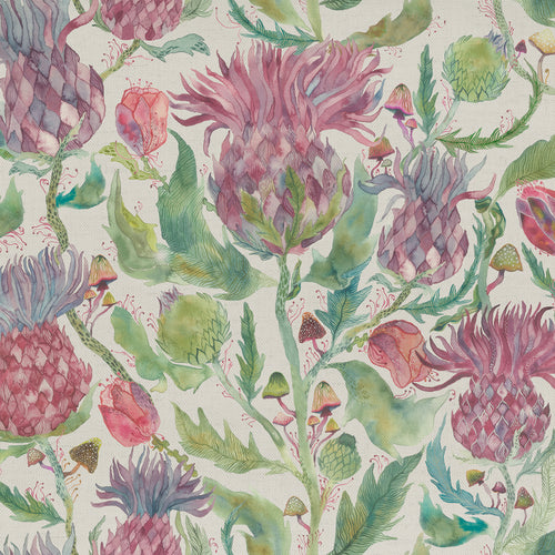 Floral Purple Fabric - Fairytale Printed Cotton Fabric (By The Metre) Bristles Damson Voyage Maison