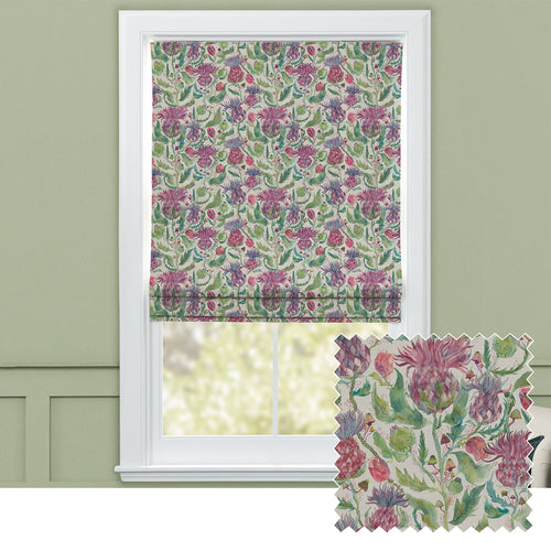 Floral Pink M2M - Fairytale Bristles Printed Cotton Made to Measure Roman Blinds Dawn Voyage Maison