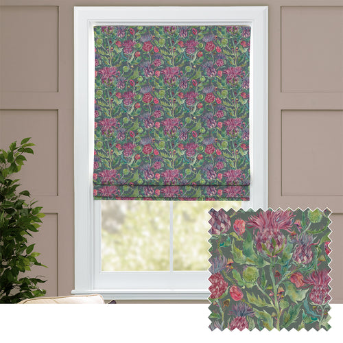 Floral Green M2M - Fairytale Bristles Printed Cotton Made to Measure Roman Blinds Forest Voyage Maison