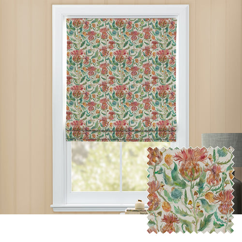 Floral Orange M2M - Fairytale Bristles Printed Cotton Made to Measure Roman Blinds Marigold Voyage Maison