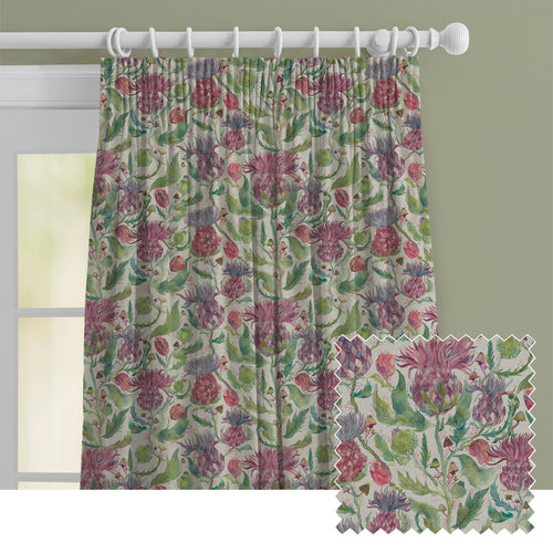 Floral Pink M2M - Fairytale Bristles Printed Cotton Made to Measure Curtains Dawn Voyage Maison