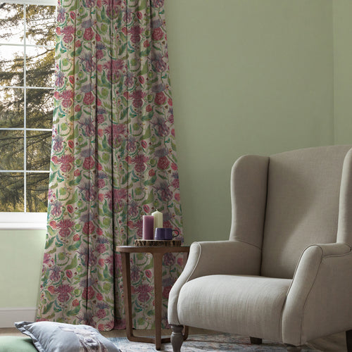 Floral Pink M2M - Fairytale Bristles Printed Cotton Made to Measure Curtains Dawn Voyage Maison