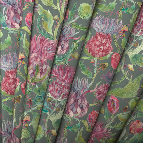 Floral Green M2M - Fairytale Bristles Printed Cotton Made to Measure Curtains Forest Voyage Maison