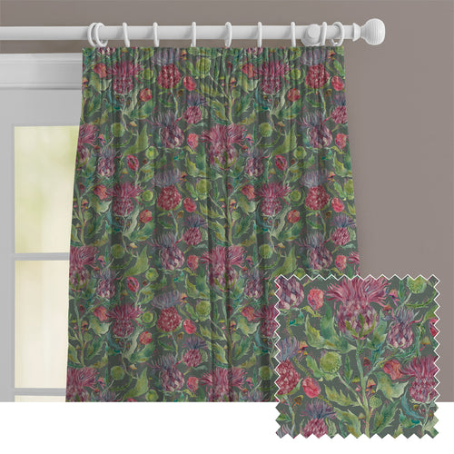 Floral Green M2M - Fairytale Bristles Printed Cotton Made to Measure Curtains Forest Voyage Maison