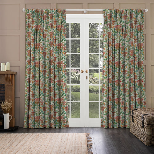 Floral Orange M2M - Fairytale Bristles Printed Cotton Made to Measure Curtains Marigold Voyage Maison