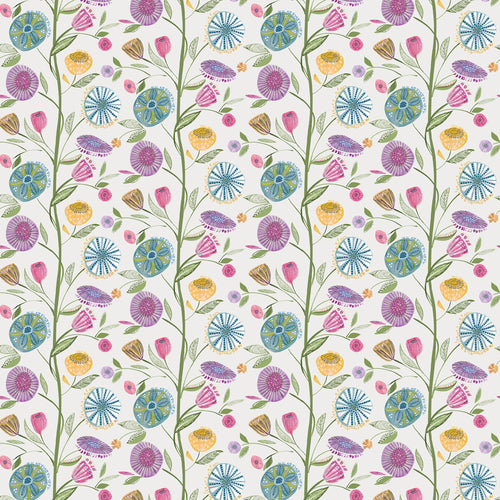 Floral Multi Fabric - Farah Printed Linen Fabric (By The Metre) Summer Voyage Maison