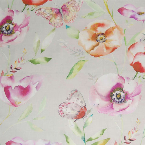 Floral Pink Fabric - Farfalla Printed Cotton Fabric (By The Metre) Rust Voyage Maison