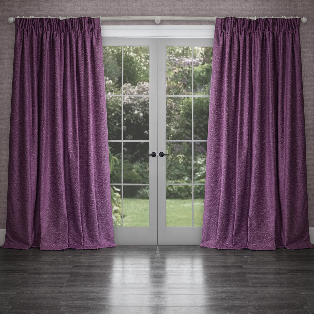 Farley Damson Woven Chenille Pencil Pleat Curtains | Purple Farley Damson Woven Chenille Pencil Pleat Curtains | Purple