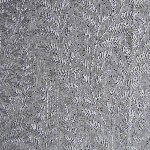 Floral Silver Fabric - Fernbank Embroidered Woven Fabric (By The Metre) Silver Voyage Maison