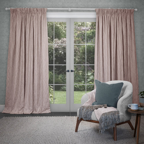 Plain Pink Curtains - Fernbank Embroidered Pencil Pleat Curtains Blossom Voyage Maison