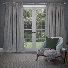 Voyage Maison Fernbank Embroidered Pencil Pleat Curtains in Dove