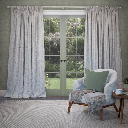 Plain Grey Curtains - Fernbank Embroidered Pencil Pleat Curtains Silver Voyage Maison
