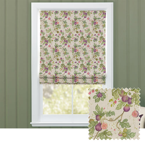 Floral Purple M2M - Fig Gardens Printed Cotton Made to Measure Roman Blinds Cream Voyage Maison