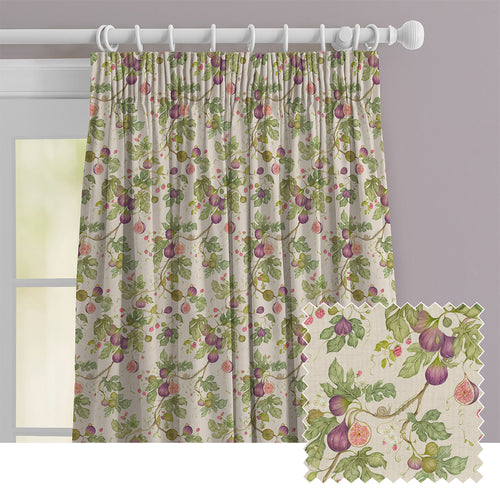 Floral Purple M2M - Fig Gardens Printed Cotton Made to Measure Curtains Cream Voyage Maison