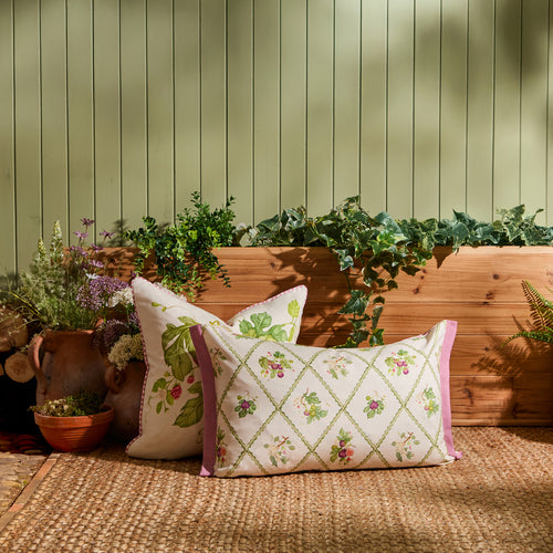 Floral Purple Cushions - Fig Trellis Printed Outdoor Polyester Filled Cushion Purple Voyage Maison