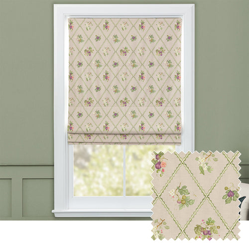 Floral Beige M2M - Fig Trellis Printed Cotton Made to Measure Roman Blinds Taupe Voyage Maison