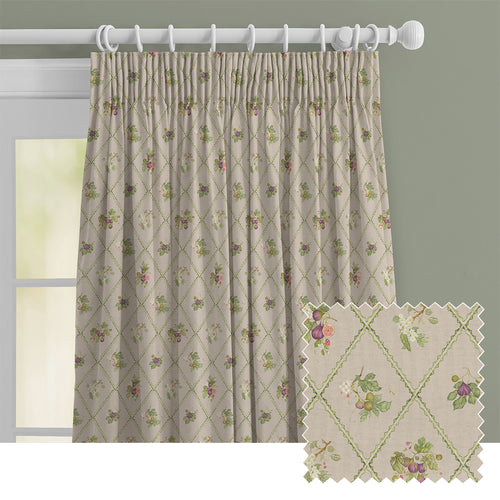 Floral Beige M2M - Fig Trellis Printed Cotton Made to Measure Curtains Taupe Voyage Maison