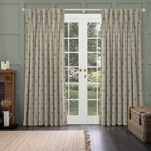 Floral Beige M2M - Fig Trellis Printed Cotton Made to Measure Curtains Taupe Voyage Maison