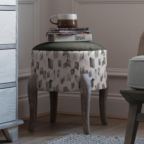 Abstract Grey Furniture - Finn Round Footstool Arwen Frost Additions
