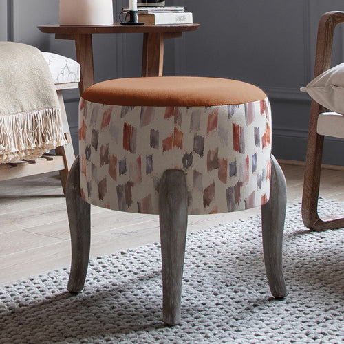Abstract Red Furniture - Finn Round Footstool Arwen Rosewater Additions