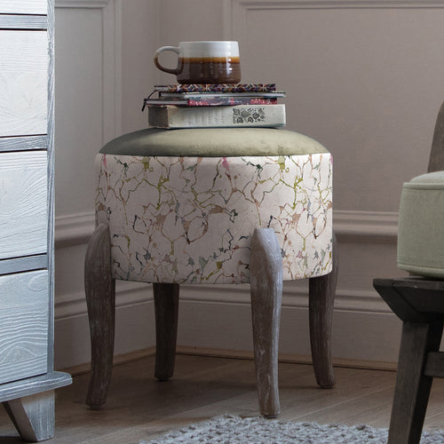 Abstract Green Furniture - Finn Round Footstool Carrara Meadow Additions