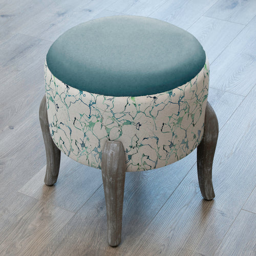 Abstract Blue Furniture - Finn Round Footstool Carrara Ocean Additions