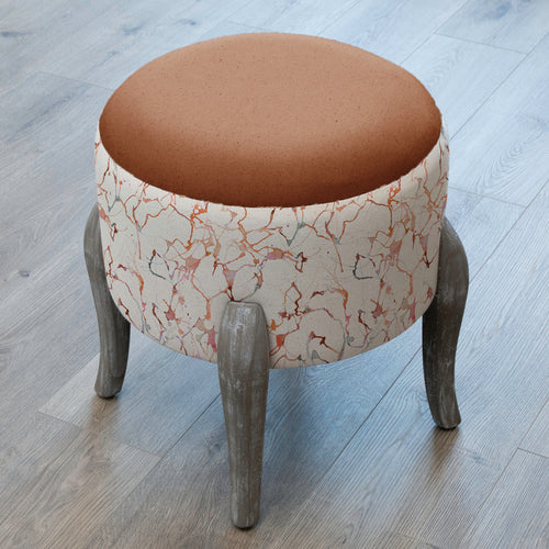 Abstract Red Furniture - Finn Round Footstool Carrara Rosewater Additions