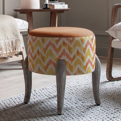 Geometric Orange Furniture - Finn Round Footstool Savannah Amber Additions