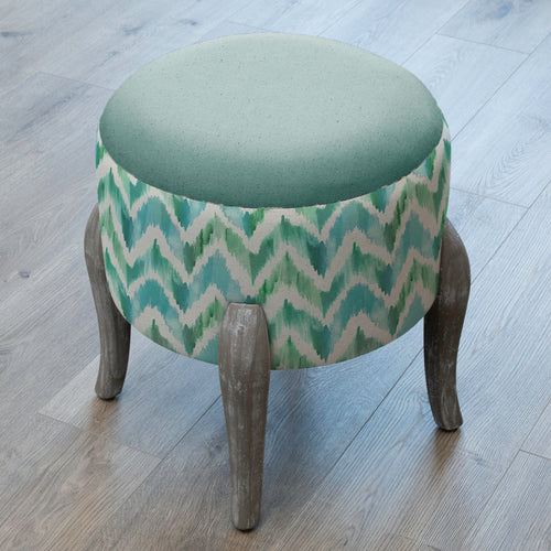 Geometric Blue Furniture - Finn Round Footstool Savannah Isla Additions