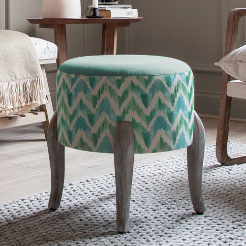 Geometric Blue Furniture - Finn Round Footstool Savannah Isla Additions