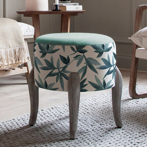 Floral Blue Furniture - Finn Round Footstool Silverwood River Additions