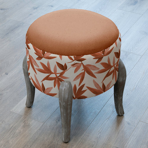 Floral Orange Furniture - Finn Round Footstool Silverwood Sienna Additions