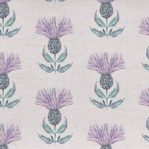 Floral Purple Fabric - Firth Printed Cotton Fabric (By The Metre) Azure Cream Voyage Maison