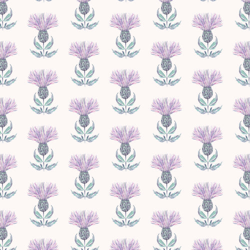Floral Purple Fabric - Firth Printed Cotton Fabric (By The Metre) Azure Cream Voyage Maison