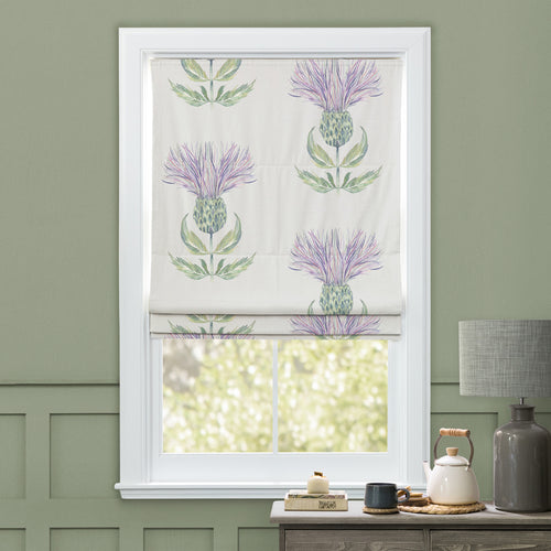 Floral Purple M2M - Firth Printed Cotton Made to Measure Roman Blinds Granite Cream Voyage Maison