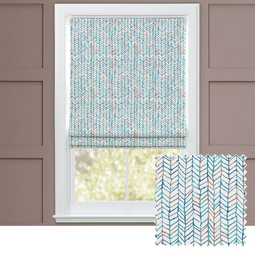 Abstract Blue M2M - Fishing Net Printed Cotton Made to Measure Roman Blinds Cobalt Voyage Maison
