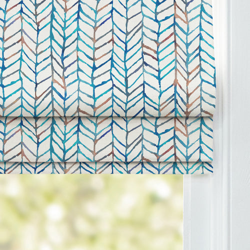 Abstract Blue M2M - Fishing Net Printed Cotton Made to Measure Roman Blinds Cobalt Voyage Maison