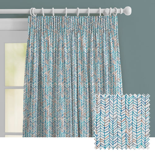 Abstract Blue M2M - Fishing Net Printed Made to Measure Curtains Cobalt Voyage Maison