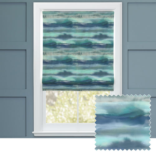 Abstract Blue M2M - Fjord Printed Cotton Made to Measure Roman Blinds Default Voyage Maison