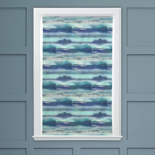 Abstract Blue M2M - Fjord Printed Cotton Made to Measure Roman Blinds Default Voyage Maison