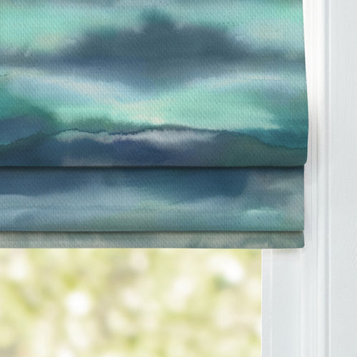 Abstract Blue M2M - Fjord Printed Cotton Made to Measure Roman Blinds Default Voyage Maison