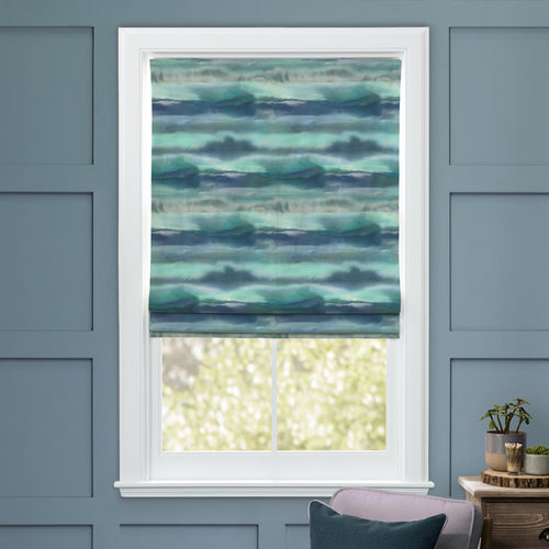 Abstract Blue M2M - Fjord Printed Cotton Made to Measure Roman Blinds Default Voyage Maison